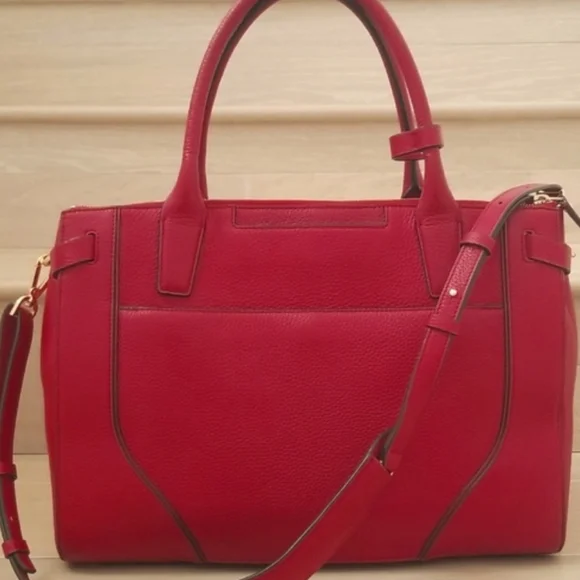 Tumi Stanton Kiran Leather Tote in Raspberry Red - Picture 6 of 15